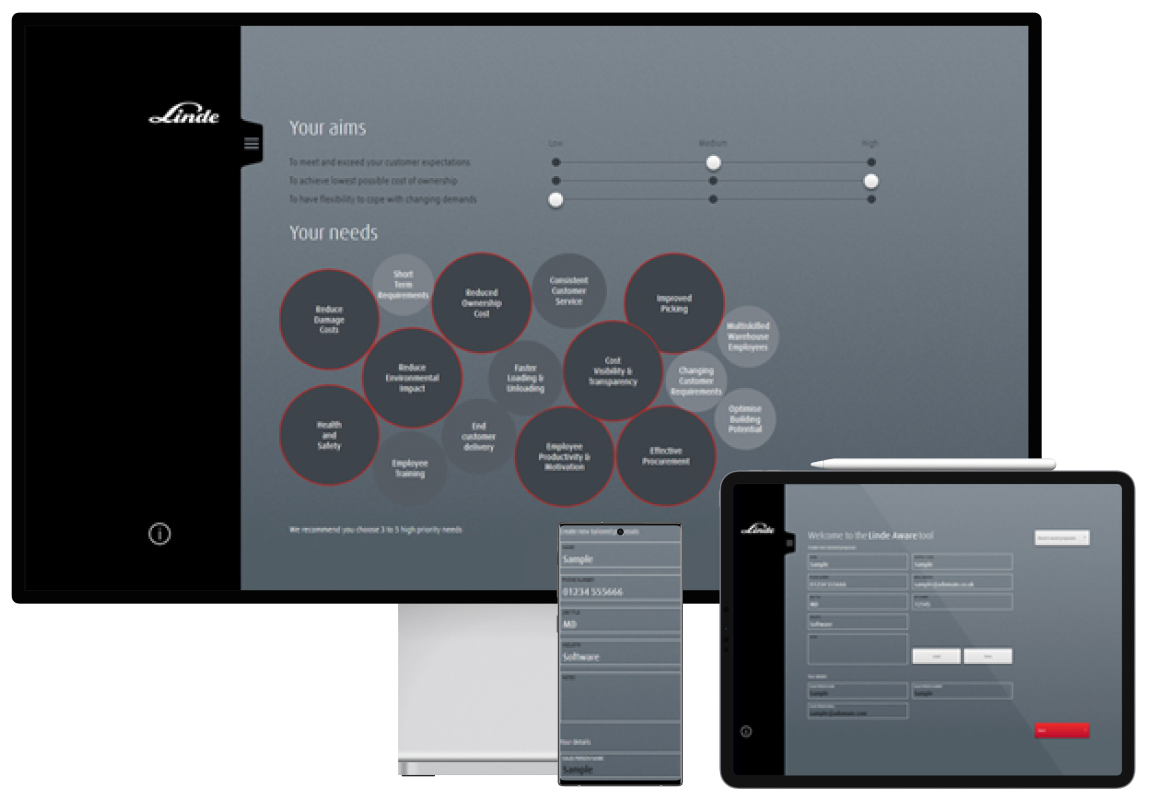 Linde software development project screens